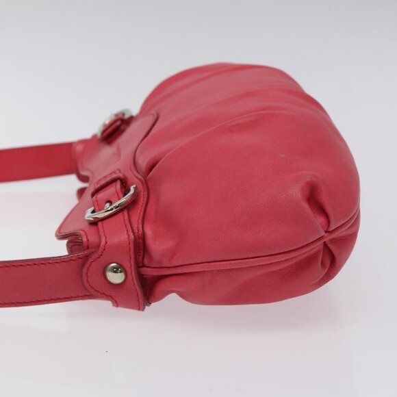 Salvatore Ferragamo Gancini Shoulder Bag Leather Pink Silver Auth - Picture 5 of 16